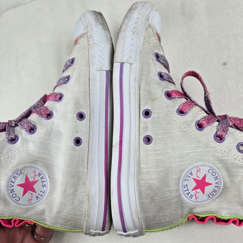 Converse All Star Chuck Taylor Loophoes High‎ Top Sneakers White Youth Sz3
